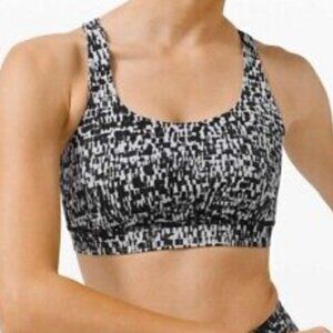 Lululemon Energy Sports Bra Top 4 Strappy Back Women Black Gray White Block Ice
